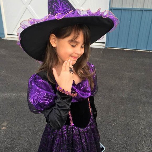 Chasing Fireflies Hallows Eve Spider Witch Purple Black Velvet Halloween Costume - Picture 13 of 16